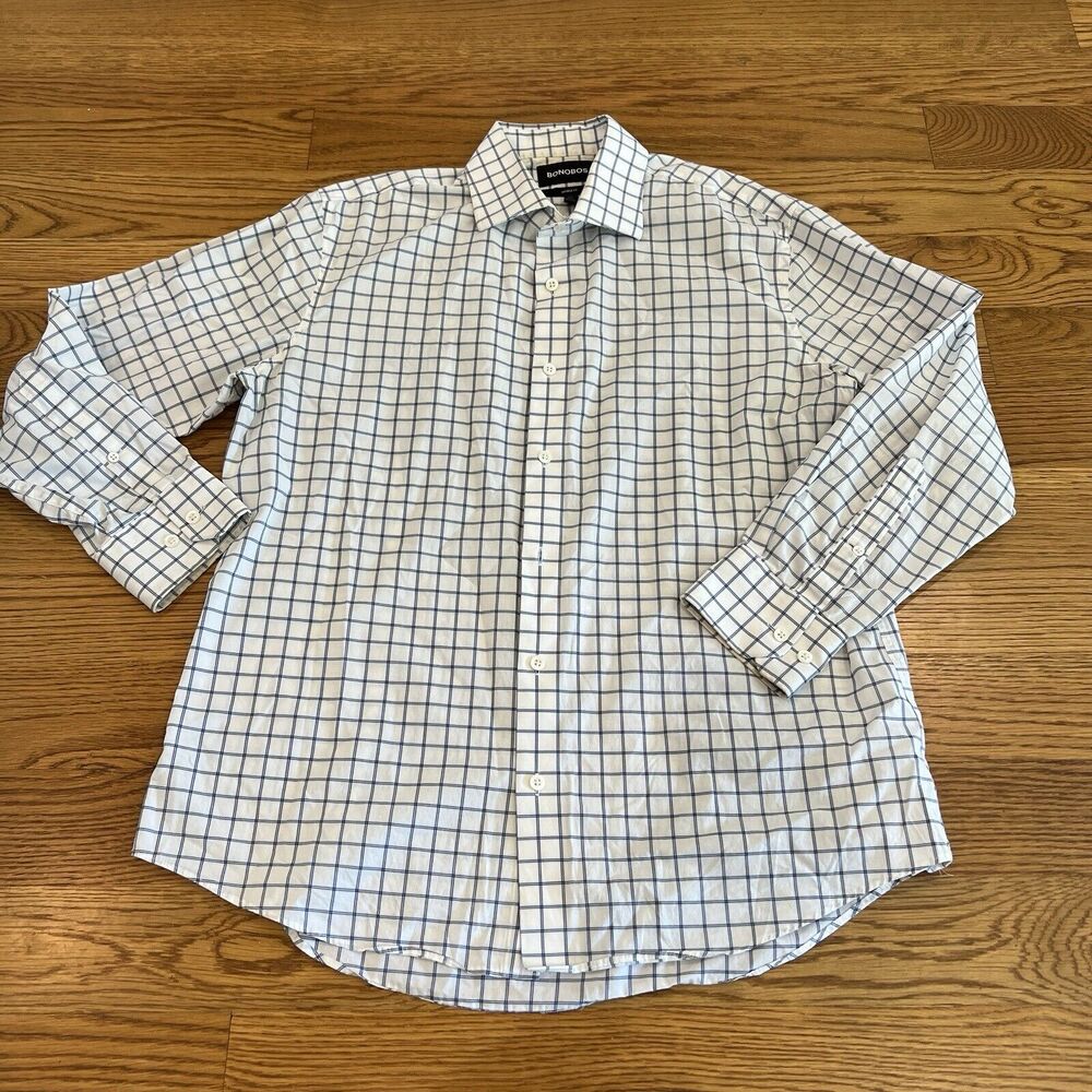 Bonobos Mens Plaid Tailored Fit‎ Size 16.5 Long Sleeve Button Up Shirt